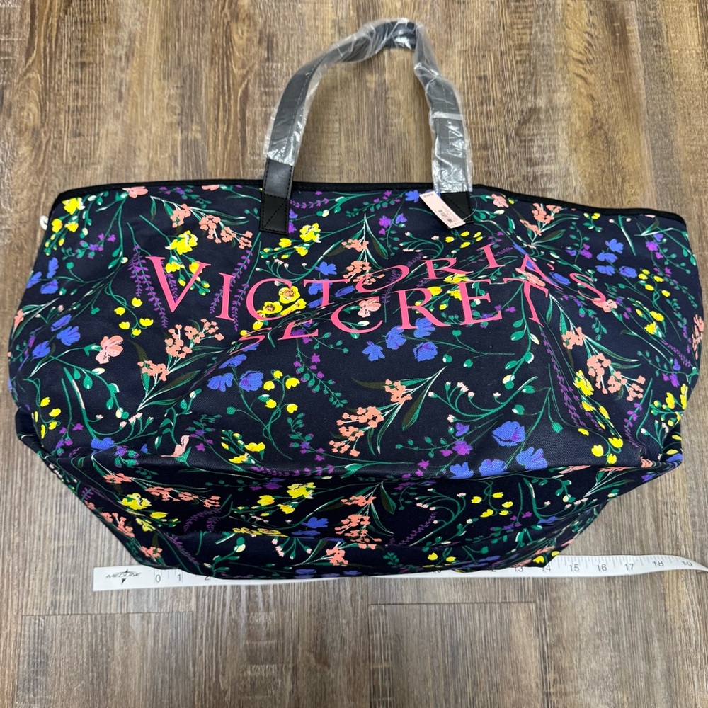 Victoria's Secret Black Tote with Floral‎ Design - Picture 5 of 15
